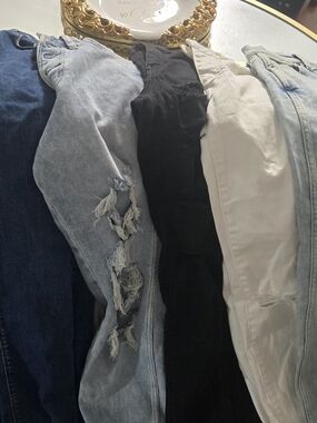Mixed Denim & Colored Jeans Bundle - Blue, Light Blue, Black, White